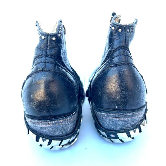 Corral Western Studded Cowgirl Booties Short Boots Black Silver 6.5 Point Toe - Picture 8 of 11